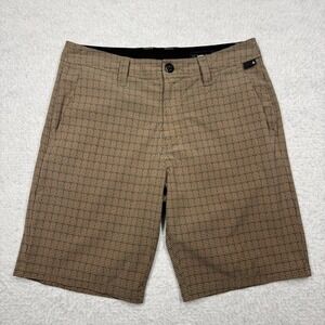 Volcom Plaid Casual Shorts Beige Men's Size 30 9" Inseam